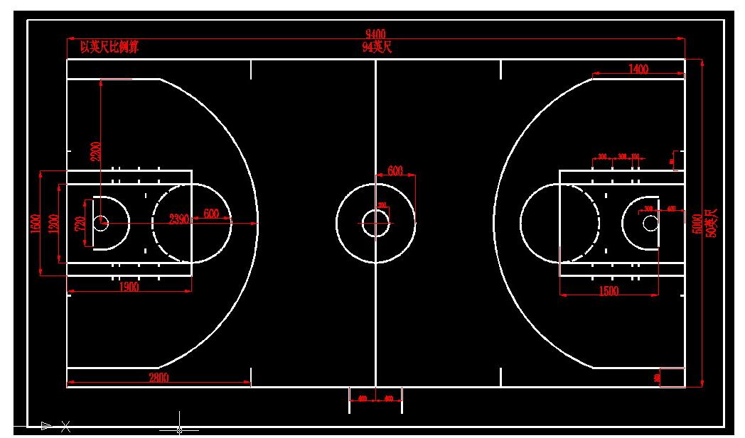 NBA籃球場(chǎng)地標(biāo)準(zhǔn)尺寸